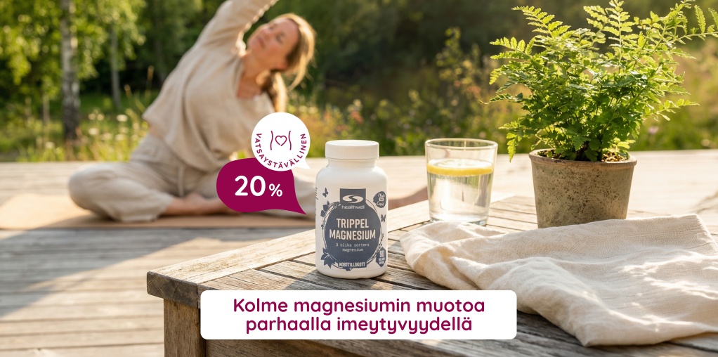 Tripla Magnesium: Kolme magnesiumin muotoa parhaalla imeytyvyydell� 20%